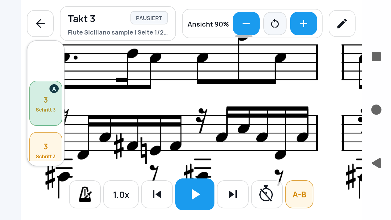 aktiver A-B-Übungsbereich in SheetCue 1.2.5