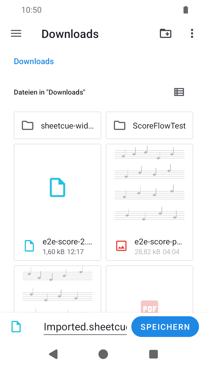 Systemspeicherort für die .sheetcue-Datei beim SheetCue-Export
