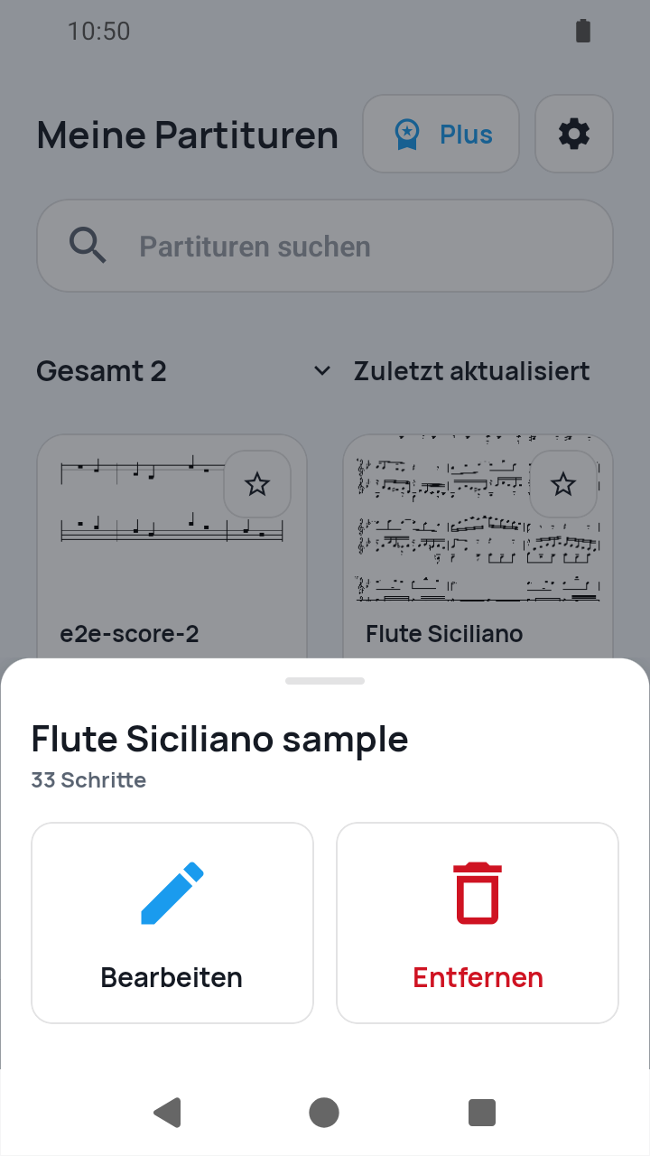 Partituraktionen mit Bearbeiten in SheetCue 1.2.5