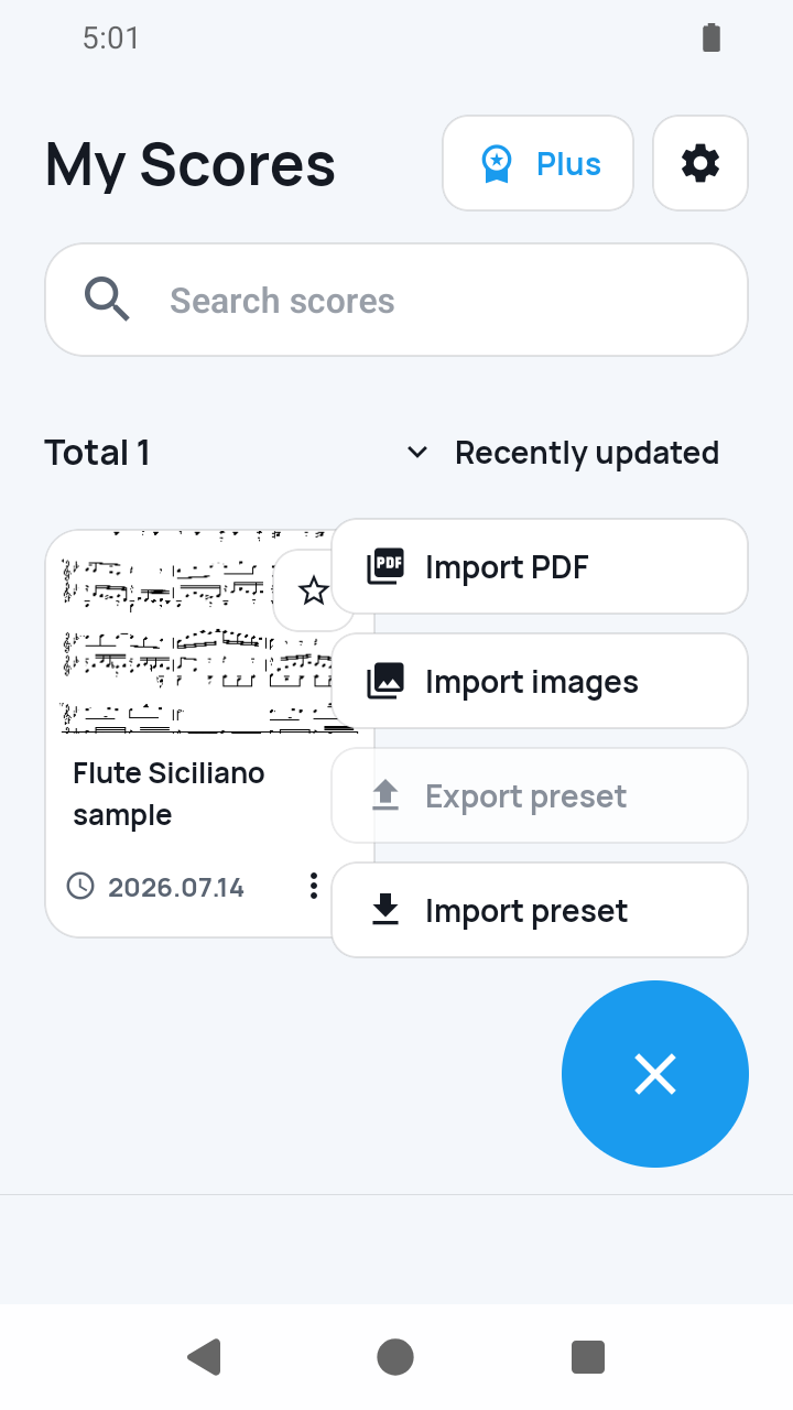 preset import screen in SheetCue 1.2.5
