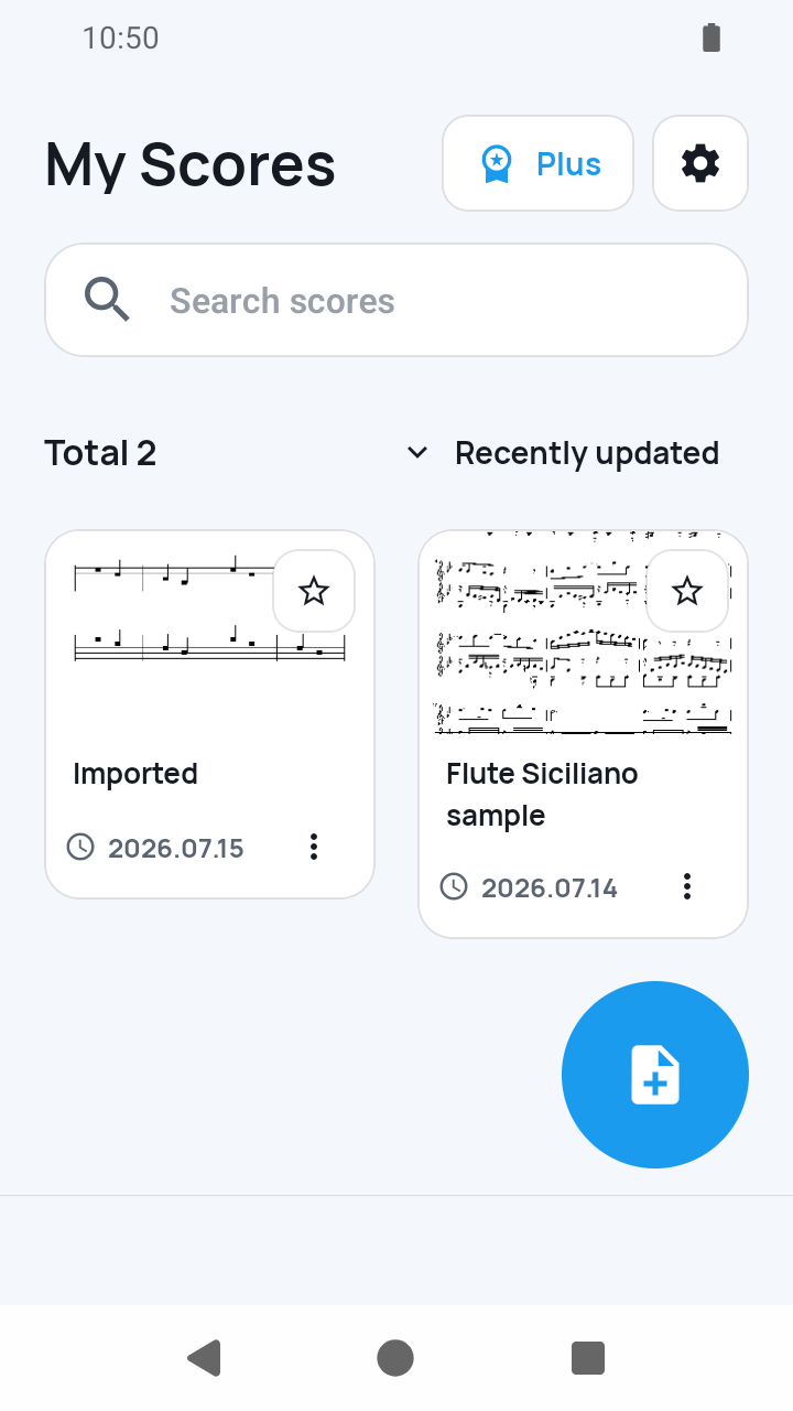 practice-ready imported preset card in My Scores screen in SheetCue 1.2.5