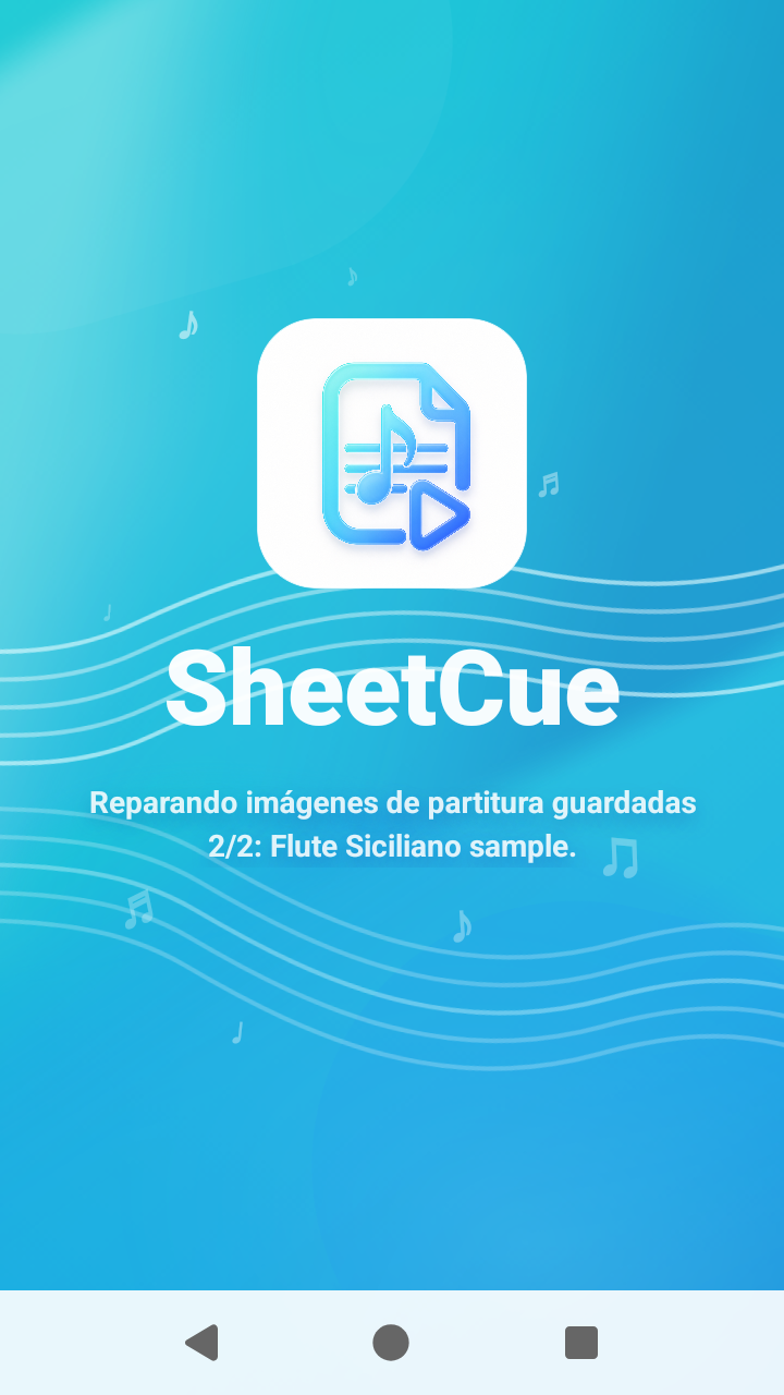 Vista de SheetCue 1.2.5: progreso de reparación de imágenes de partitura